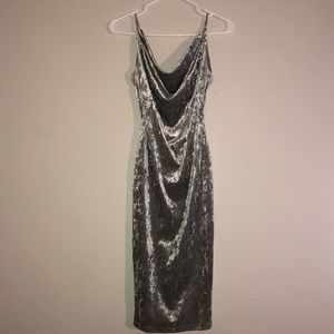 grey / silver velvet bodycon dress from M boutique